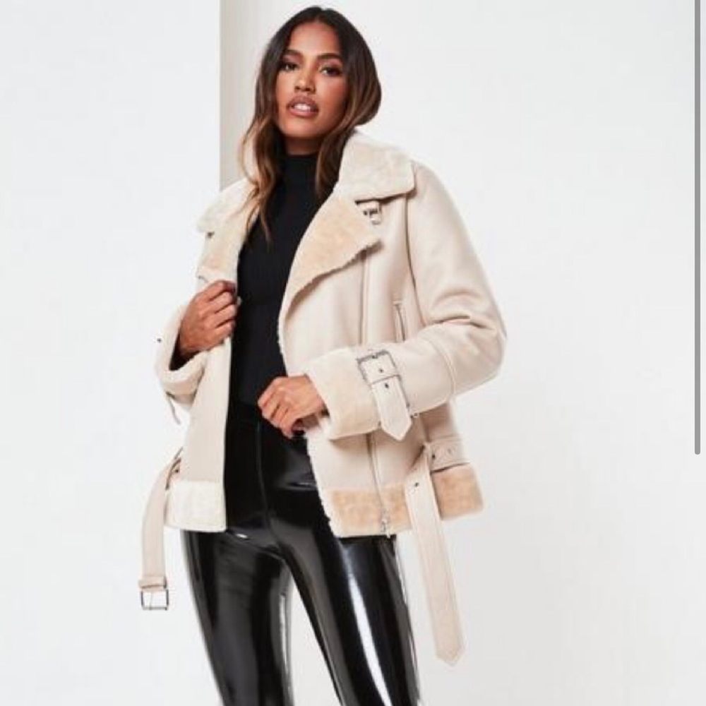 Missguided stone zip aviator jacket